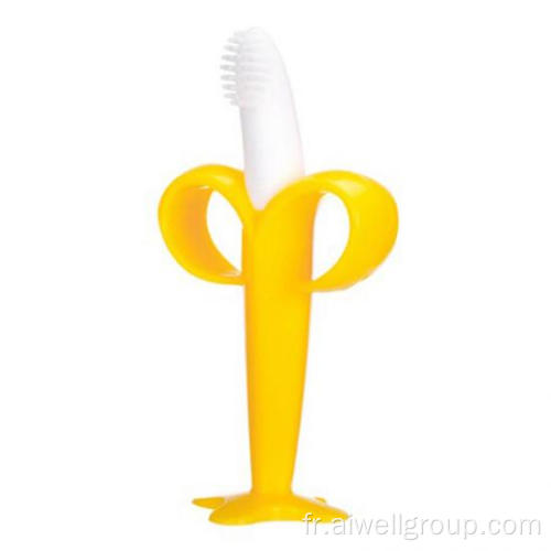 Brosse à dents de nettoyage en silicone de forme de banane Baby Silicone